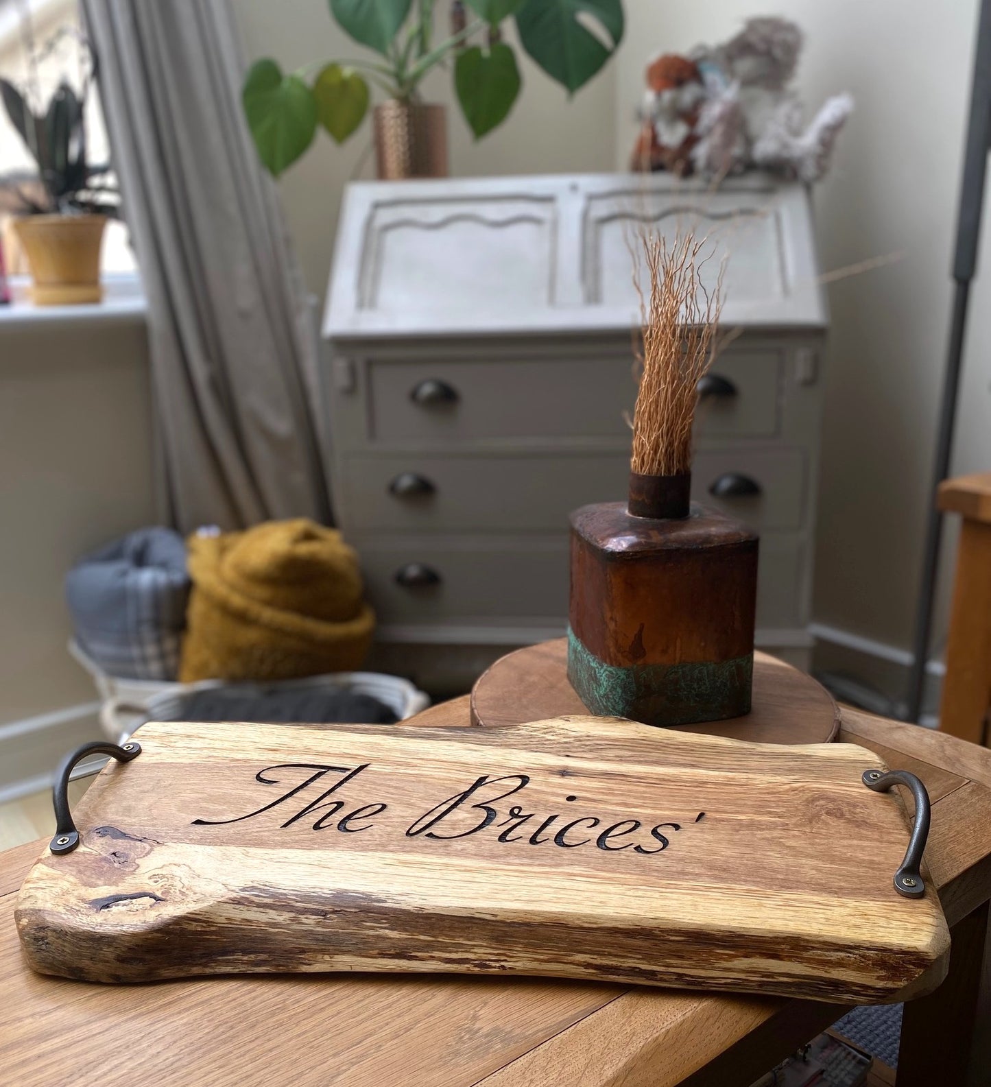 Hand-finished solid oak, personalised engraving included. Made to order in Bristol