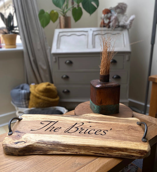 Hand-finished solid oak, personalised engraving included. Made to order in Bristol