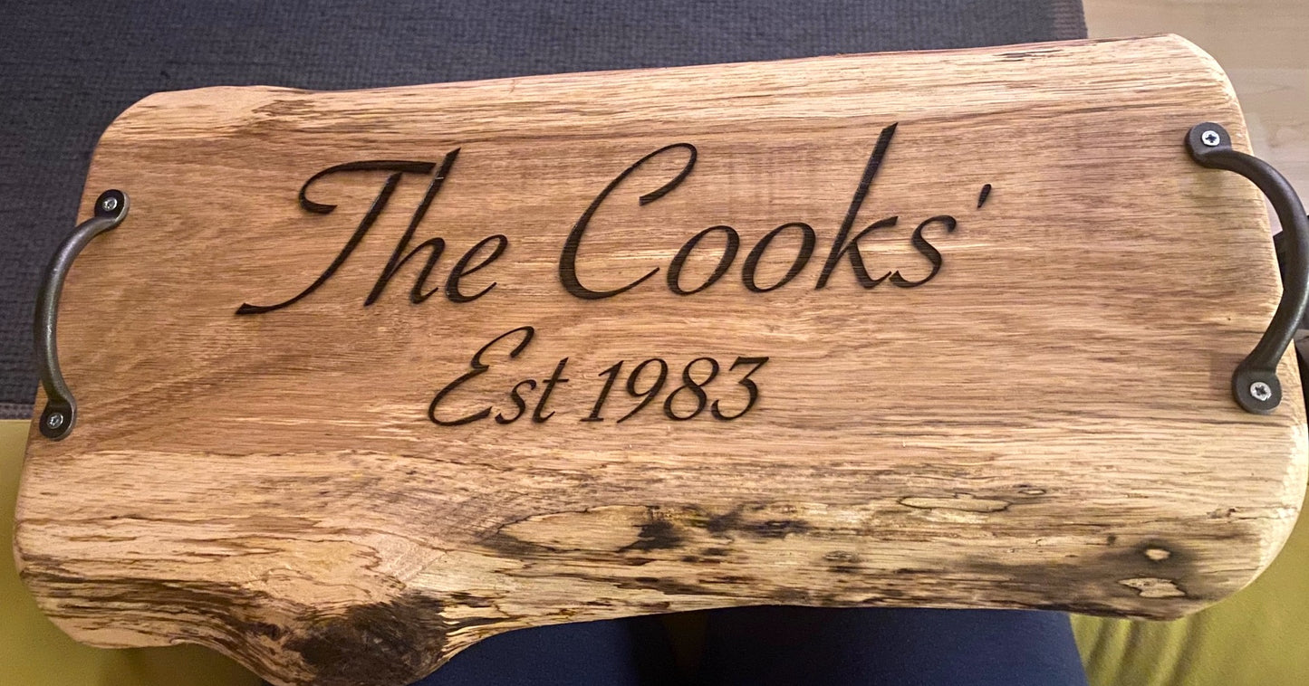 Hand-finished solid oak, personalised engraving included. Made to order in Bristol.