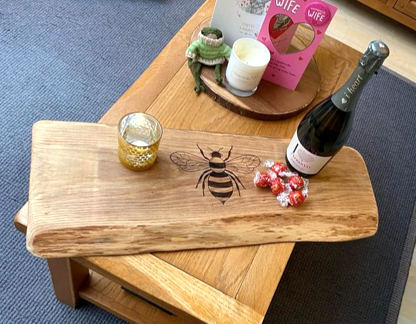 Hand-finished solid oak, personalised engraving included. Made to order in Bristol.